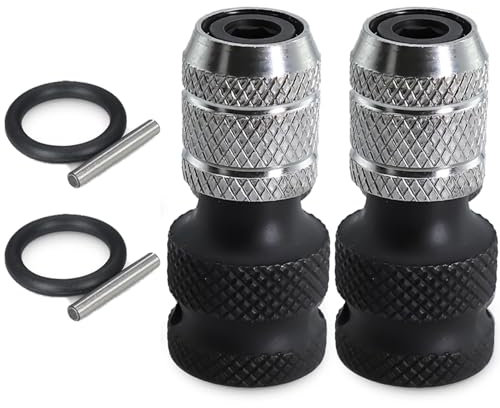 2PCS Juttzzei Impact Wrench Adapter, 1/2 Square Drive to 1/4 Hex Shank Socket Adapter, Upgraded Weighted CR-V Steel 1/2 to 1/4 Inch Impact Driver Socket Converter for Impact Driver Ratchet Wrench