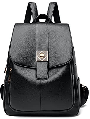NICOLE & DORIS Rucksack Damen Elegant Handtasche Rucksack Anti Diebstahl Wasserdichter Rucksäcke PU Leder Daypack Cityrucksack Reisetasche Schwarz