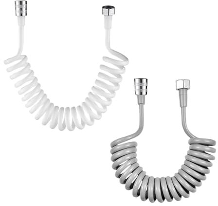 HDGSAFD Tuyau de Douche 2 Pièces, 300CM, Gris et Blanc, Polyuréthane (PU), Flexible, Résistant à l'Usure et à l'Étirement, Facile à Plier et Tourner, Polyvalent, Facile à Installer