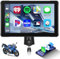 Hodozzy 7 Zoll Wireless Tragbare Carplay & Android Auto Display für Motorrad,IP 67 wasserdichte Touchscreen Bildschirm Autoradio mit Duales Bluetooth/EQ/GPS Navigation/Sprachsteuerung für Moto