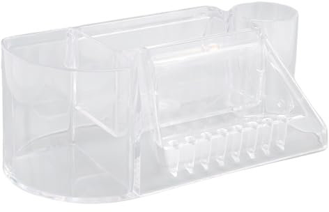 Sonew Nail Drill Holder, Transparent Storage Box for Manicure Tools, Nail Drill Machine Bits Stand Organizer with Multiple Compartments for Nail Care Equipment