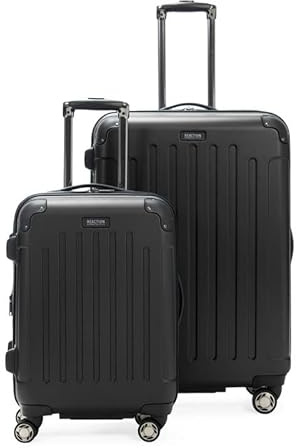 Kenneth Cole REACTION Renegade Luggage Expandable 8-Wheel Spinner Lightweight Hardside Suitcase, Black, 2-Piece Set (20/28)