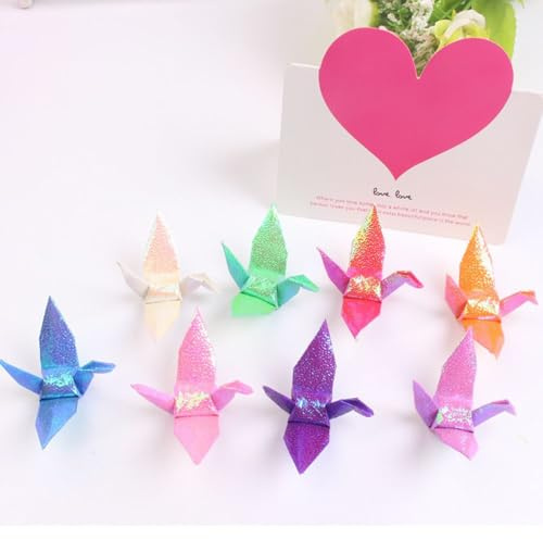 LUMoony Origami-Papierkraniche 30 Stück vorgefertigte Origami-Vögel DIY hängende Papiergirlanden Girlande für Hochzeit Party Hintergrund Heimdekoration Glitzer Tausend Papier Kran Anhänger Zubehör