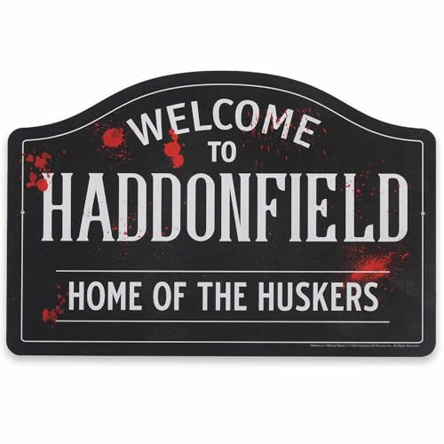 Open Road Brands John Carpenter - Letrero de metal con texto en inglés Welcome to Haddonfield, decoración vintage de película de Halloween para cueva de hombre o sala de cine