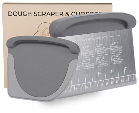 2 IN 1 Upgrade Bench Scraper, Dough Scraper, Stainless Steeel with Scale