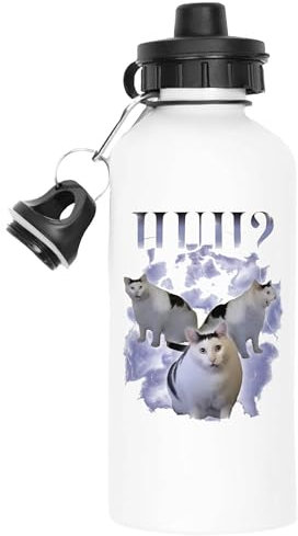 Huh Cat Chonky Ben Meme Bootleg Des Années 90 Bouteille D'eau, Flacon À Boire Blanc