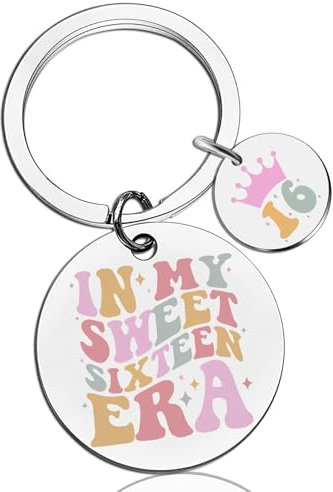 Lilbitty 1 Stück 16. Geburtstag Schlüsselanhänger für Mädchen, Kleine Geschenkidee Glücksbringer, Geburtstagsgeschenk für Tochter, Schwester, Freundin, Coole Geschenkidee für Teenager Mädchen