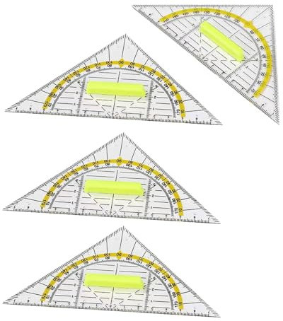 4 Pezzi Squadra Geometrica in Plastica,Squadrette nautiche,Squadrette da Disegno 60,Righelli Triangolari Multifunzionali,Set Quadrato Triangolo Goniometro Rimovibile per Progettisti,Scuola e Ufficio