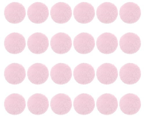 PATIKIL Kunstfell Bommel, Fellbommel 24 Stück Pelz-Pompons DIY, Blassrosa | Flauschige mit elastischer Schlaufe Schlüsselanhänger Strickmützen Schals Handschuhe Tasche Weihnachten