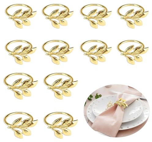 Shirene Rond de Serviette,12 PCS Rond de Serviette de Table,Rond de Serviette de Tables Personnalisé Anneau Serviette de Table pour Mariage Anniversaire Banquet Dîner de Noël Décoration de Tables