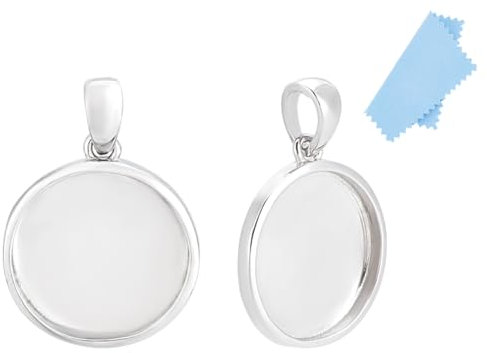 UNICRAFTALE 2 Stück 925 Sterling Silber Anhänger Cabochon Runder Anhänger Blanker Lünettenanhänger Mit Silbernem Poliertuch Basis Anhänger Cabochon Sets Für Halsketten Schmuckherstellung