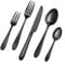 EIUBUIE Schwarzes Besteck Set 6 Personen, 30 Teiliges Premium Edelstahl Besteckset, Schwarzes Essbesteck mit Messer Gabeln Löffel, Elegantes Tafelbesteck für Familien/Party/Restaurant, Spiegelpoliert