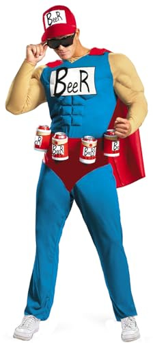MJPARTY Mens Cartoon Beerman Fancy Dress Beer Costume Adult Superhero TV Character Outfit Bachelor Party