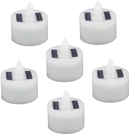 HOMSFOU 6stücke Solar Teelichter Wasserdichte Flammenlose Kerzenlampe Für Garten Hochzeiten Und Feste Energiesparend Sicher Für Haustiere Warmweiß Dekorativ Und Langlebig