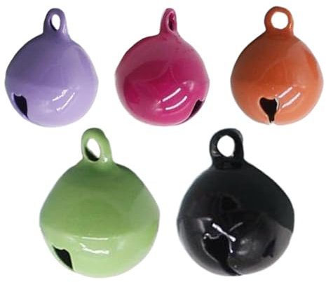 Ruwshuuk Hundehalsband Glöckchen | 5er Set Bunte Hunde-Glöckchen - Indoor Outdoor Für Kleine Bis Große Tiere Anhänger Für Spaziergänge Camping Reisen Alltagstragkomfort