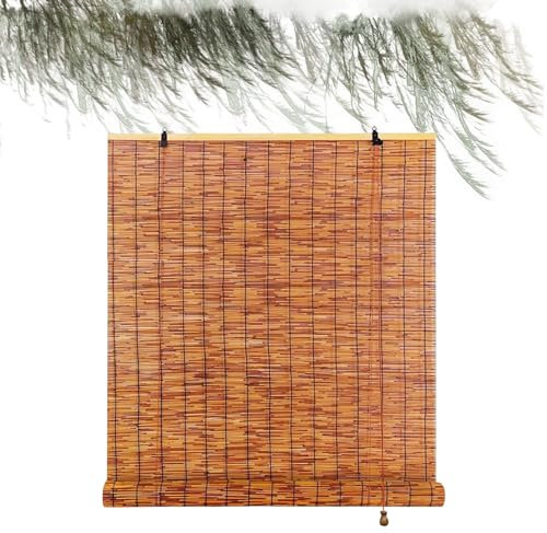 BZCKBZ Bambusrollo Natur Bambus Rollo Für Aussenbereich Lichtfilter Jalousien 60 70 80 90 100 110 120 130 140 150 cm Breit Sonnenschutz Seitenzugrollo(W26xH98IN(65x250CM))