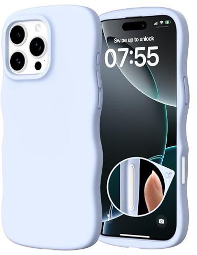 ORNARTO for iPhone 16 Pro Case 6.3, Wavy Silicone Cover-Baby Blue | Compatible with MagSafe,Unique Wavy Design,Comfortable Non-Slip Grip,Reinforced Corners,Shockproof Protection