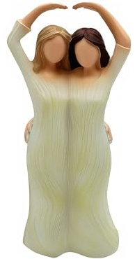ZAKI STAMO Sister Figurine,Friendship Gift for Women Bestie,Hand-Painted Sisters Sculpture,Christmas Birthday Present for Female （Hand Heart）