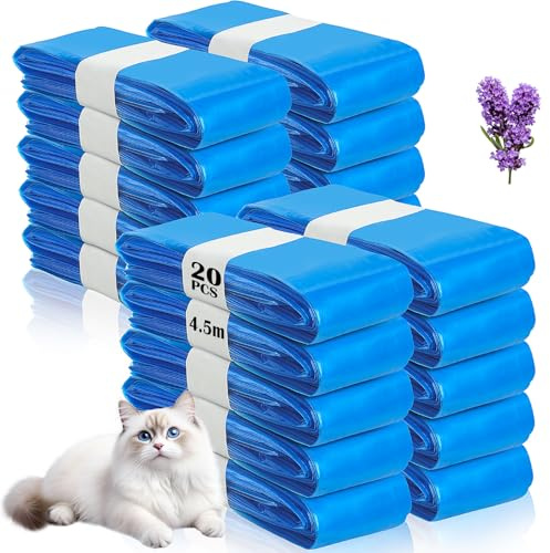 CIOXSOIO 20 Pièces Recharge Poubelle a Couche, 4.5m Sacs à Litière pour Chats, Résistance Barrière Anti-Odeurs, Compatible avec Litter Genie LitterLocker, Tous Les Types de Recharges