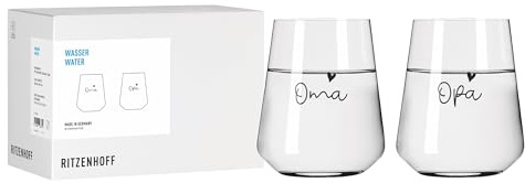 RITZENHOFF 8174002 Wasserglas 500 ml, 2er Set – Sprüche – liebevoll gestaltetes Gläser-Set „Oma & Opa“ – Made in Germany