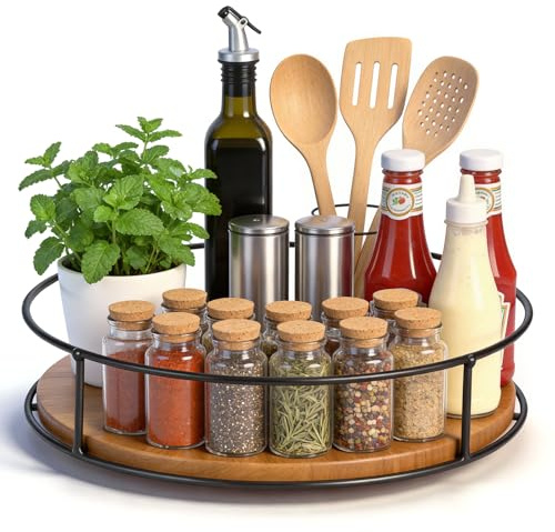 Zocipro Lazy Susan Portaoggetti Rotante da 23cm con Base Antiscivolo | Portaspezie Girevole per Cucina, Tavolo da Pranzo, Dispensa e Angolo Caffè, Decorazione d'interni