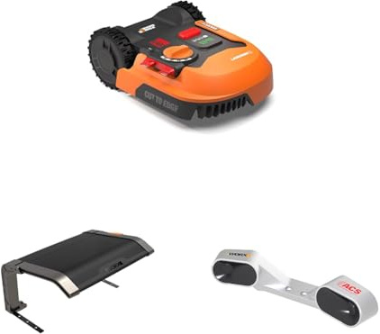 WORX WR169E Mähroboter Bundle für bis zu 300 m² – inkl. ACS Kollisionsschutz WA0860 & Garage WA0810 – App-Steuerung, AIA™ Navigation, automatischer Rasenmäher