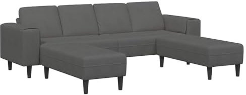 XHNIFBN U-Sofa Cord Dunkelgrau 250x188x76 cm atmungsaktiv mit 4 Kissen Modernes Wohnzimmer Schlafsofa Ecksofa Couch für Living Room Büro und Jugendzimmer