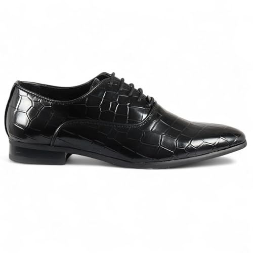 Infinity Leather Dolcetto Herren Schwarze Klassische Schnürschuhe Oxford Derby