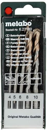 Metabo 627180000 Beton-Spiralbohrer-Set 5teilig 4 mm, 5 mm, 6 mm, 8 mm, 10 mm 5 St.