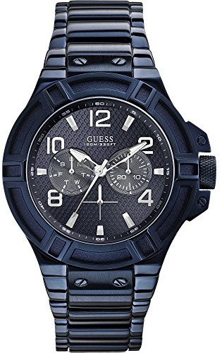 Guess Herren-Armbanduhr XL Analog Quarz Edelstahl beschichtet W0041G2