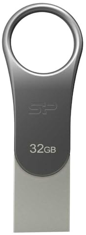 Silicon Power Mobile C80 32GB USB 3.0 (3.1 Gen 1) Capacity Conector de USB tipo C Titanio unidad flash USB - Memoria USB (32 GB, USB 3.0 (3.1 Gen 1), USB Type-A connector, Sin tapa, 8 g, Titanio)