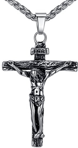 Collana con crocifisso di Gesù Cristo, ciondolo religioso