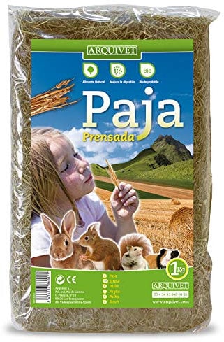 ARQUIVET Paille pour les rongeurs 1 kg - nourriture idéale pour les lapins, les cochons d'Inde et les petits rongeurs en fibre - Aliments pour animaux de compagnie