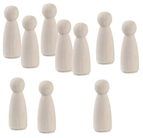 F Fityle 10 Natürliche Unbemalte Weibliche/Männliche Kleine Hölzerne Peg Puppenkörper Holz Menschen Figuren für DIY Kunsthandwerk Farbe Geschnitzt 75, Frau, 75x27mm