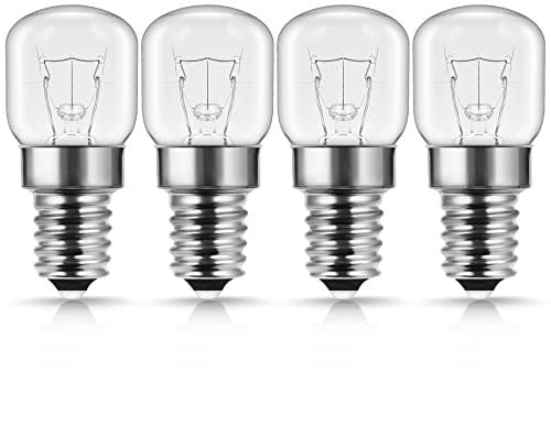 Techgomade 4X 25W Incandescent Bulb, E14 Small Edison Screw Base, Oven Light Bulbs, Tungsten Light, up to 300 Degrees 25W Incandescent Bulb, 2700K Warm White, Non-dimmable