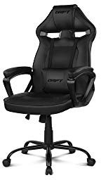 Drift Gaming DR50 - Silla Gaming Profesional, Polipiel, reposabrazos Acolchados, pistón Clase 4, Asiento basculante, Altura Regulable, cojín Lumbar, Color Negro