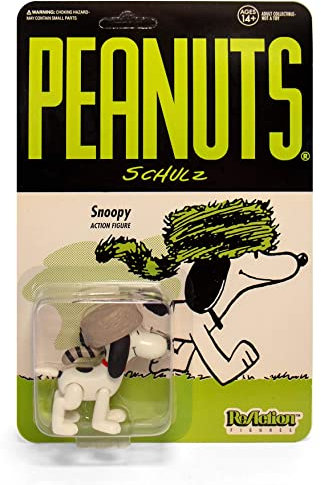 Super 7 Peanuts Reaction-Figures Actionfigur Snoopy mit Waschbärenmütze, 9,5 cm