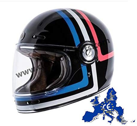 Integralhelm Torc T-1 Retro Americana Tron Vintage schwarz glänzend schwarz ECE DOT Biker Motorrad Größe S