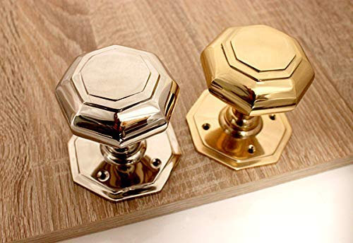 Infinity Decor Pair of Solid Heavy Cast Octagonal Large Mortice Door Knob Set Brass & Nickel (Brass)