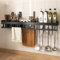 ZHXY Portautensili Cucina Coltelli, Barra Porta spezie da Parete,Organizer Alluminio, per corridoio Bagno, Nero
