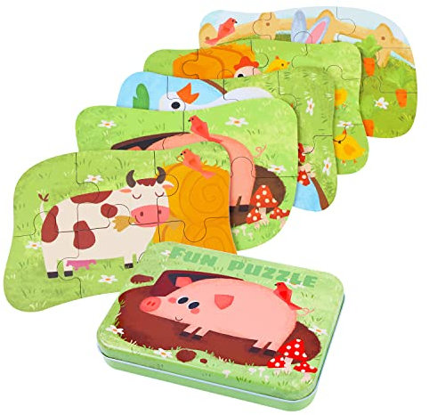 BBLIKE Puzzles Toys for 2 3 Year Olds - Wooden Jigsaws 39 Pcs for Kids Age 4 5, Travel Toys for Toddlers on Plane Car, Educational Learning Birthday gift Present for Children Boys Girls (Poultry)