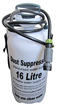 16L Dust Suppression Water Bottle with Brass Water Stop Connector for Petrol Cut Off Saws, Comes with a Complete Spare Parts Kit