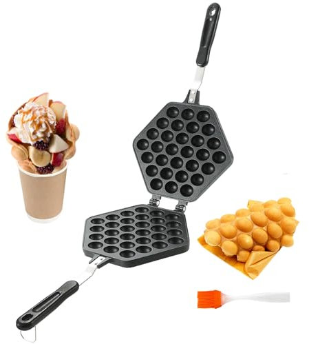 MYFULLY Bubble Waffle Maker | Aluminum Alloy Eggettes Pan Double-sided For Home Kitchen Use
