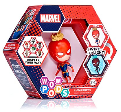 WOW! PODS Marvel Avengers Collection - Captain Marvel Superhero Toys Light-Up Bobble-Head Figure Official Marvel Collectable Toys & Gifts Number 210 in Series Multicolor