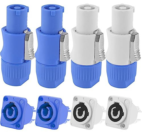 Xiatiaosann für Powercon Stecker 3-pin Stecker Buchsen für Neutrik, Lautsprecherstecker Einbaukupplung Anschluss AC 250 V, 20 A Adapter für Bühnenlicht, LED-Bildschirm, Audiogeräte, 8 Stück