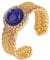 RobertDTesta Damenring S925 Aus Sterlingsilber Und Vergoldetem Lapislazuli, Verstellbarer Dunkelblauer Vintage-Ring,Gold,9