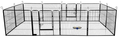 Home Deluxe - Welpenauslauf BARKI - 80 x 80 cm, 12-Teilig, Farbe: Schwarz, inkl. Türverriegelung, abgerundete Ecken und Kanten I Welpenspielplatz Welpenfreilauf