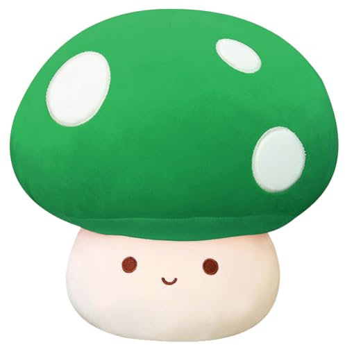 SNOWOLF 23cm Pilz Plüsch Spielzeug 3D Weiche Pilz Plüsch Kissen Kawaii Squishy Puppe Gefüllte Umarmung Kissen Geschenk für Mädchen Kinder Frauen Dekor Weihnachten Valentins Party (Green)