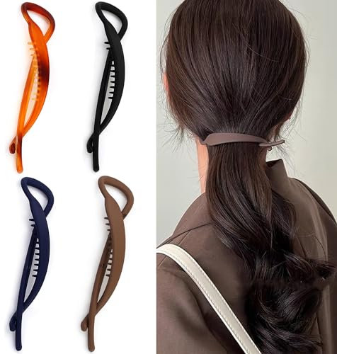 4 Stück Groß Bananen Haarspange Vintage Bananenspange Pferdeschwanz Haarklammer Dickes Haar Banana Clip Thick Hair für Damen