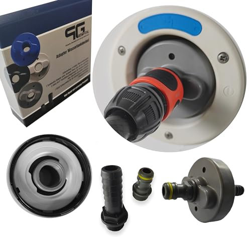 Grauer Wassertankdeckel-Adapter Wohnmobil, 3-Pin 78mm AD mit Federmechanik, Befüll Adapter für Gardena Anschluss Wohnwagen